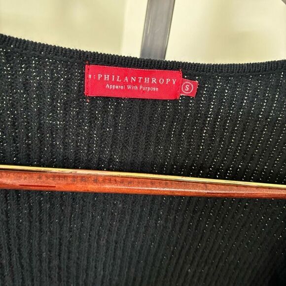 n:Philanthropy Black Open Front Cardigan Sweater Size Small - Picture 2 of 4